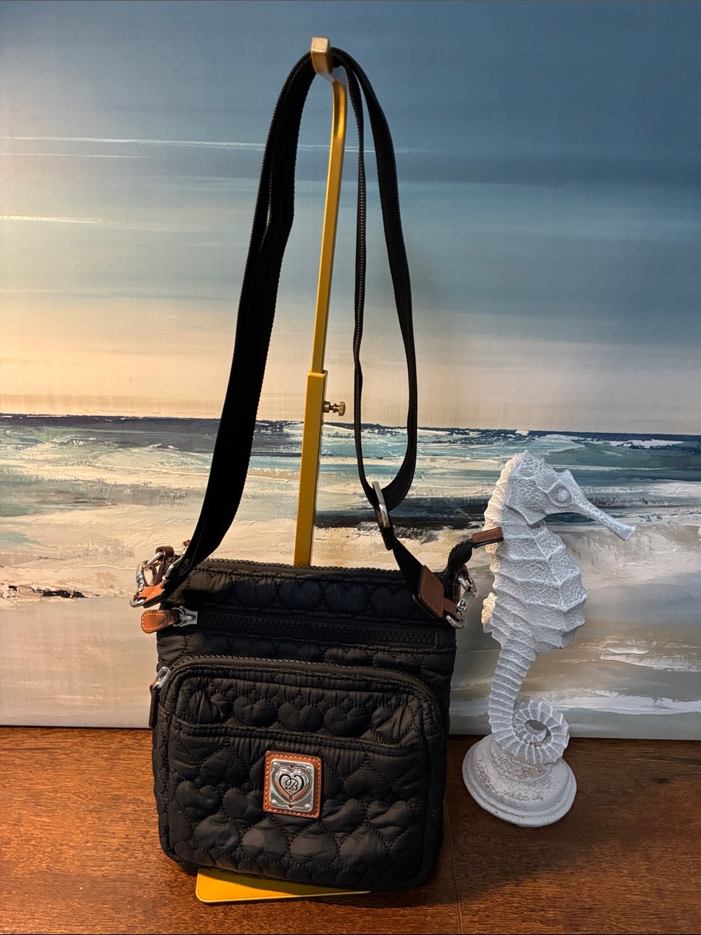 Brighton Kallista Messenger Bag - Quilted Black Heart Design